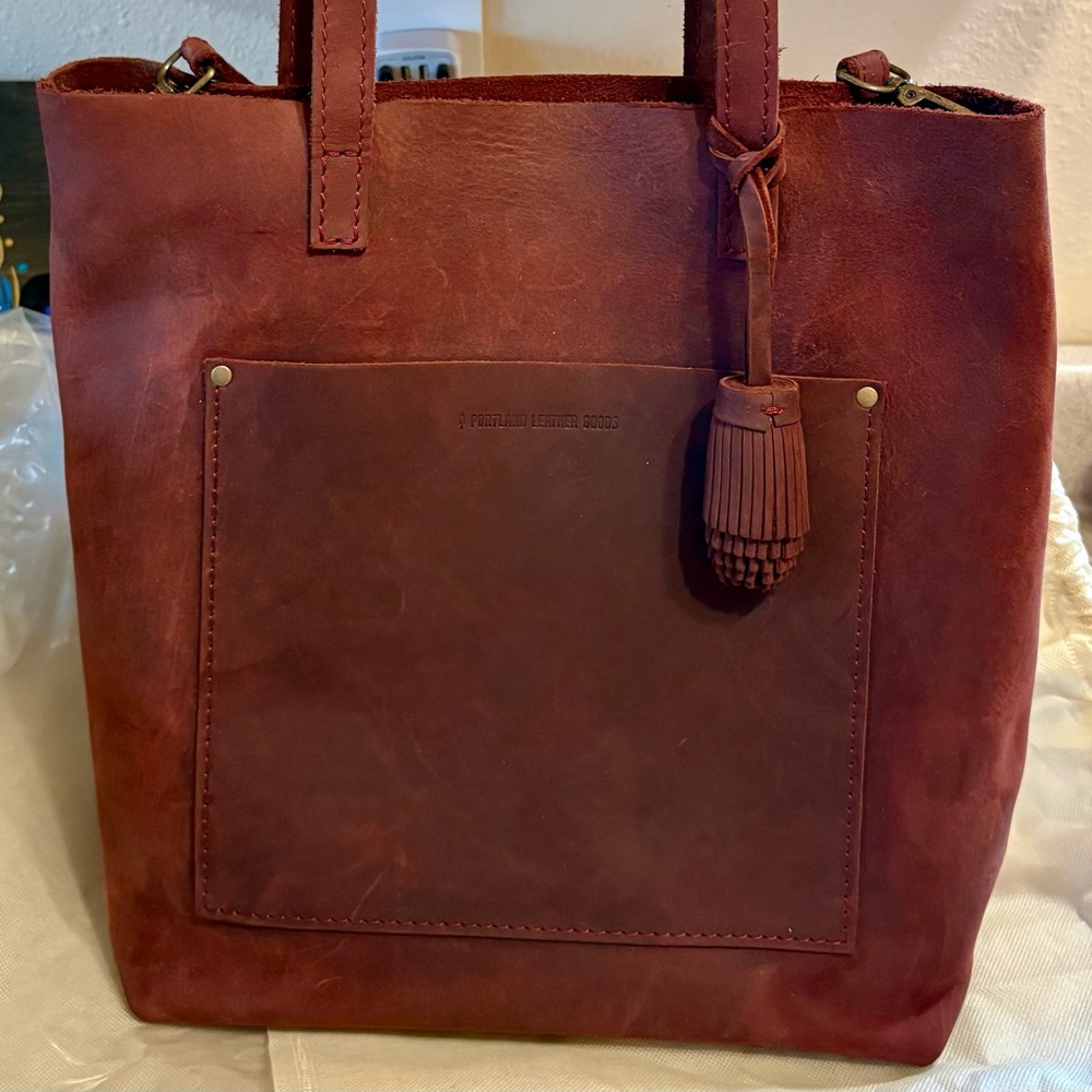 Portland Leather Merlot Full Sized Crossbody Tote